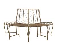 vidaXL Panchina per Alberi 4-Numero di posti 160 x 80 x 89 cm Acciaio, Panchina elegante per esterni, resistente agli agenti atmosferici, mobile moderno per giardino e patio