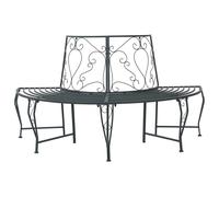 vidaXL Panchina per Alberi 4-Numero di posti 160 x 80 x 89 cm Acciaio, Panchina elegante per esterni, resistente agli agenti atmosferici, mobile moderno per giardino e patio