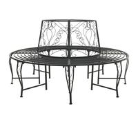 vidaXL Panchina per Alberi 8-Numero di posti Ø 160 x 89 cm Acciaio, Panchina elegante per esterni, resistente agli agenti atmosferici, mobile moderno per giardino e patio