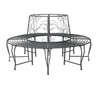 vidaXL Panchina per Alberi 8-Numero di posti Ø 160 x 89 cm Acciaio, Panchina elegante per esterni, resistente agli agenti atmosferici, mobile moderno per giardino e patio