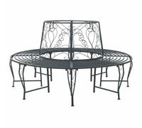 vidaXL Panchina per Alberi 8-Numero di posti Ø 160 x 89 cm Acciaio, Panchina elegante per esterni, resistente agli agenti atmosferici, mobile moderno per giardino e patio