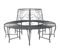 vidaXL Panchina per Alberi 8 -posti Ø 160 x 89 cm steel Grigio Argento