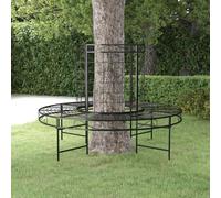 vidaXL Panchina per Albero Circolare Ø137 cm Nera in Acciaio