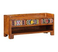 vidaXL Panca d'ingresso rustica con cuscino e contenitore in legno massello Sheesham, elegante soluzione per corridoio, soggiorno, mobili in legno lucido, multifunzionale
