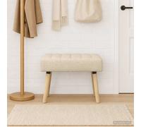 vidaXL Panchina trapuntata a canale Crema 60 x 40 x 45 cm Tessuto, Panca rettangolare moderna, imbottitura a canali, elegante arredamento, versatile per corridoio, soggiorno, sala da pranzo