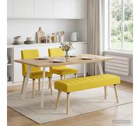 vidaXL Panchina trapuntata a canale Giallo Chiaro 110 x 40 x 46 cm
