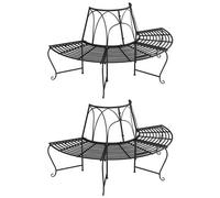 VIDAXL - Panchine Per Albero Semicircolari 2 Pz 159 Cm Nere In Acciaio
