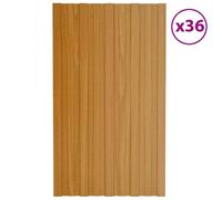 vidaXL Pannelli da Tetto 36 pz Acciaio Zincato Legno Chiaro 80x45 cm