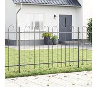 vidaXL Pannelli di recinzione in acciaio verniciato a polvere grigia, set di 5 recinzioni esterne resistenti ai raggi UV e allo sbiadimento, design moderno per giardini e cortili, facile da montare