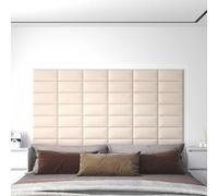 vidaXL Pannelli Murali 12 pz Crema 30x15 cm Velluto 0,54 m²