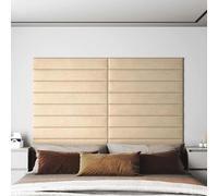 vidaXL Pannelli Murali 12 pz Crema 90x15 cm Tessuto 1,62 m²