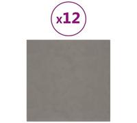 VIDAXL - Pannelli Murali 12 Pz Grigio Chiaro 30x30 Cm Velluto 1,08 M
