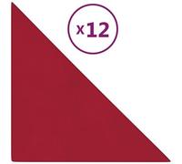VIDAXL - Pannelli Murali 12 pz Rosso Vino 30x30 cm Velluto 0,54 m?