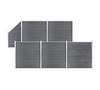 vidaXL Pannelli Recinzione Giardino 5 Quadrati 1 Inclinato Robusti Eleganti Barriera da Giardino Recinto Intimità Sicurezza in WPC 965x186 cm Grigio
