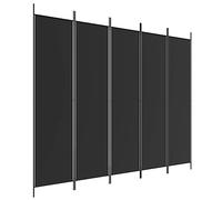 vidaXL Pannello divisorio con 5 pannelli, 250 x 200 cm, colore nero, divisorio per soggiorno, divisorio