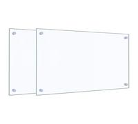 vidaXL Paraschizzi per Cucina 2 pz Trasparente 70x40cm Vetro Temperato