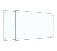 vidaXL Paraschizzi per Cucina 2 pz Trasparente 80x50cm Vetro Temperato