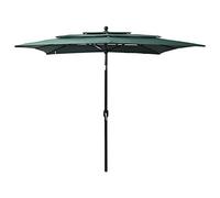 vidaXL Ombrellone a 3 Livelli con Palo in Alluminio Verde 2,5x2,5 m