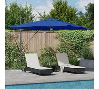vidaXL Parasol a braccio Roma con LED blu azzurro, 286 x 285 x 270 cm, in alluminio.