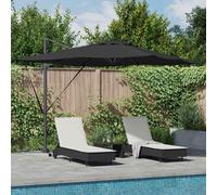 vidaXL Parasol a Braccio Roma con LED - Nero, 286 x 285 x 270 cm, Alluminio