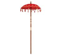vidaXL Parasol Balinese Altro Rosso x 260 cm Cotone e legno massello
