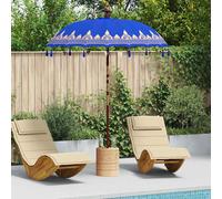 vidaXL Parasol Balinese Blu (180-190) x 260 cm Cotone e legno massello
