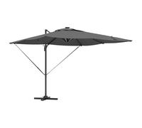 vidaXL Parasol Cantilever Antracite in Alluminio 286 x 285 x 270 cm con Luci LED Solari, Rotazione a 360° e Sistema di Blocco Antivento, Base Incrociata Inclusa, Ombra Perfetta per Patios e Giardini