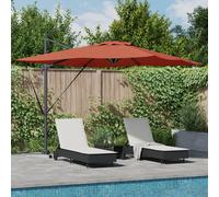 vidaXL Parasol Cantilever Roma con LED Solari in Terracotta - 286 x 285 x 270 cm, Alluminio.