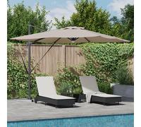 vidaXL Parasol Cantilever Roma con LED Tortora 286 x 285 x 270 cm in alluminio