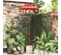 vidaXL Parasol con Base Rosso e Marrone 250 cm Cotone e Legno
