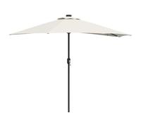 vidaXL Parasol da Giardino Mezza Sabbiato con Polo in Alluminio, 294 cm di Larghezza, 150 cm di Altezza, con luci LED, manovella Regolabile. Ideale per patii, balconi e Giardini, Perfetto per Creare