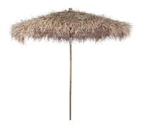 vidaXL Ombrellone da Giardino Sistema a Puleggia Singola Tenda Protezione Sole UV Ombra Parasole Colore Naturale in Bambù con Foglie di Banano 210 cm