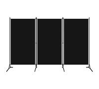 vidaXL Paravento a 3 Pannelli Divisorio Separè Pannello Byobu Pieghevole Schermo Separatore Ambienti Interni Protezione Privacy Nero 260x180 cm