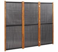 vidaXL Paravento a 3 Pannelli Nero 210x180 cm