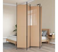 vidaXL Paravento a 4 Pannelli Beige 200 x 220 cm Tessuto, Sala, divisore moderno, schermo privacy pieghevole, separatore in tessuto, struttura in ferro, spazio interno
