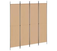 vidaXL Paravento a 4 Pannelli Beige 200 x 220 cm Tessuto, Sala, divisore moderno, schermo privacy pieghevole, separatore in tessuto, struttura in ferro, spazio interno