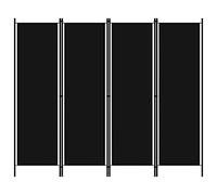 vidaXL Paravento a 4 Pannelli Divisorio Separè Pannello Byobu Pieghevole Schermo Separatore Ambienti Interni Protezione Privacy Nero 200x180 cm