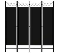 vidaXL Paravento a 4 Pannelli Divisorio Separè Pannello Byobu Pieghevole Schermo Separatore Ambienti Interni Protezione Privacy Nero 160x180 cm