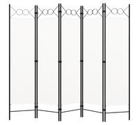 vidaXL Paravento a 5 Pannelli Bianco 200x180 cm