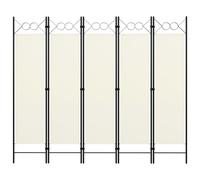vidaXL Paravento a 5 Pannelli Bianco Crema 200x180 cm