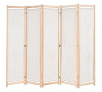 vidaXL Paravento a 5 Pannelli Crema 200x170x4 cm in Tessuto