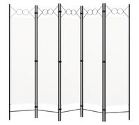 vidaXL Paravento a 5 Pannelli Divisorio Separè Byobu Pieghevole Schermo Separatore Ambienti Interni Protezione Privacy Bianco 200x180 cm