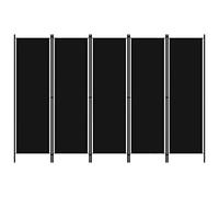 vidaXL Paravento a 5 Pannelli Divisorio Separè Pannello Byobu Pieghevole Schermo Separatore Ambienti Interni Protezione Privacy Nero 250x180 cm