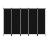 vidaXL Paravento a 5 Pannelli Divisorio Separè Pannello Byobu Pieghevole Schermo Separatore Ambienti Interni Protezione Privacy Nero 250x180 cm