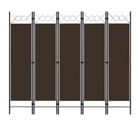 vidaXL Paravento a 5 Pannelli Marrone 200x180 cm