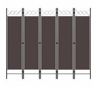 vidaXL Paravento a 5 Pannelli Marrone 200x180 cm