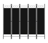 vidaXL Paravento a 5 Pannelli Nero 200x180 cm