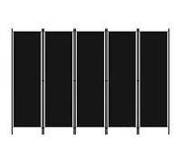 vidaXL Paravento a 5 Pannelli Nero 250x180 cm