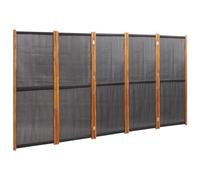 vidaXL Paravento a 5 Pannelli Nero 350x180 cm