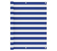 vidaXL Paravento Balcone Tenda Schermo Protezione UV Sole Pioggia Frangivento Parasole Impermeabile Bianco e Blu 120x400 cm Tessuto Oxford